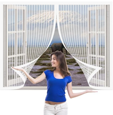 Zanzariera Magnetica per Finestre 250 x 130 cm Tenda Anti Zanzare Insetti Traspirante Protezione Insetti per Camera Letto Soggiorno Porta Ingresso, Bianco