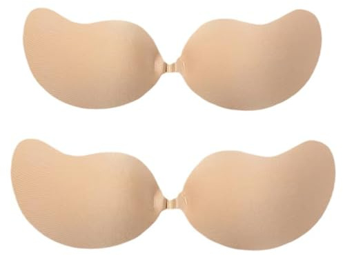 GXGM 2 Paires Soutien Gorge Auto-adhésifs sans Bretelles, Soutien Gorge Adhesif, Réutilisable Invisible Respirant Push-up