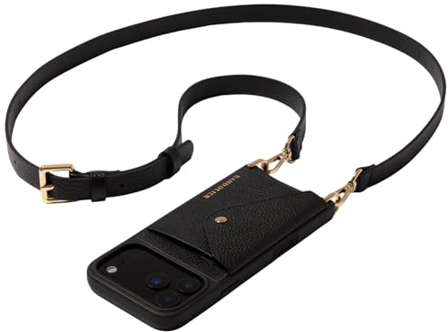 Bandolier Hailey Leather Crossbody Phone Case iPhone 17 Pro - Black/Gld