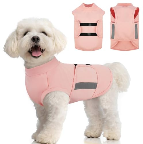 MIGOHI Dog Anxiety Relief Coat,Comfort Anxiety Vest for Dogs,Adjustable Dog Anxiety Calming Wrap for Fireworks,Thunderstorm,Travel,Separation,Anxiety Jacket for Small Dogs,XS,Pink