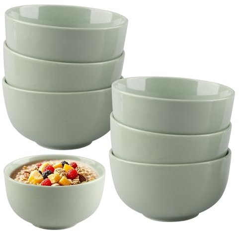 suaywo Set of 6 Ceramic Cereal Bowls for Serving Muesli Soup, Salad & Pasta | Key lanyard for keys, leather car keychain, short braided leather key strap for car (red and black)