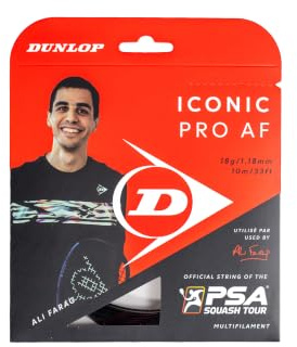 Dunlop Iconic Pro AF 18G Cordage Squash, Noir, 1,10 mm, 10 m