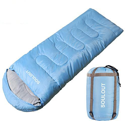 3-4 Season Sleeping Bag for Adults & Kids, Lightweight Warm Cold Weather Camping Bag with Waterproof Compression Sack – Portable for Hiking, Backpacking, Traveling & Outdoor Adventures (Sky Blue)
