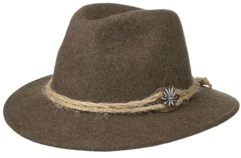 Lodenhut Manufaktur Cappello Tirolese EdelweißManufaktur Uomo - Feltro di Lana in da camminatore Autunno Estate Primavera Inverno Estate/Inverno - 56 cm Marrone-Melange