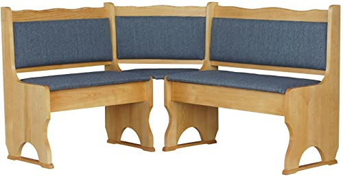 k koma Alder - Banco esquinero de madera de pino con acolchado, color gris oscuro (120 x 140)