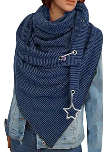 Tuopuda Mujeres Bufanda Moda Pañuelos de Punto Bufanda de Otoño Invierno Bufanda Caliente Cuello Alto Bufanda con Botón,Suave Grandes Largas Bufanda de Abrigo para Otoño Invierno