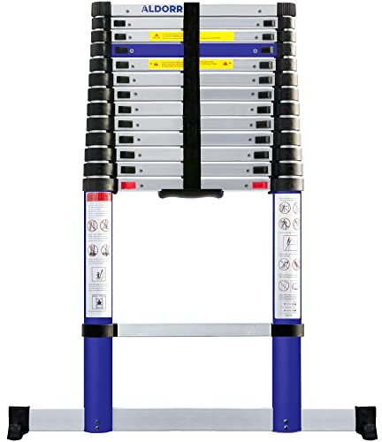 ALDORR 5,20M Échelle Télescopique en Aluminium | Escabeau Télescopique | Charge maximale 150 kg | Mécanisme de Rétraction Souple (Soft-Close) | Certifié EN131-6
