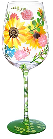 NymphFable 15oz Handgemalt Weingläser Aquarellblume Geschenkideen Personalisierte Geburtstagsgeschenk Für Familie und Freund