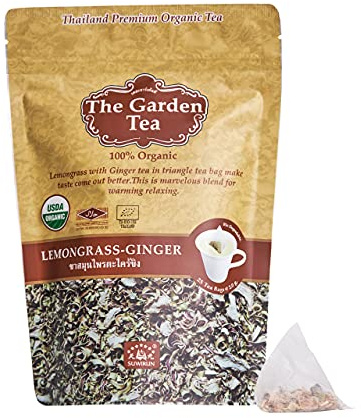 Suwirun Organic Lemongrass & Ginger Tea 25 Bags – Product of Thailand – Warming & Soothing Herbal Tea, Caffeine-Free, No Calories, Refreshing & Digestive Support