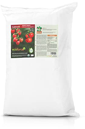 CULTIVERS Bio-Tomatendünger 20 Kg. Dünger von 100% organischen und natürlichen Ursprungs Mikrogranulat. Verbessern Sie die Produktivität Ihrer Tomatenpflanzen
