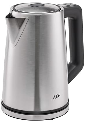 AEG Wasserkocher Deli 5, 2400 Watt, 5 Einstellbare Temperaturstufen, 1,7 l, 3-fache Automatische Sicherheitsabschaltung, Anti-Tropf- und Warmhaltefunktion, Einhand-Deckelöffnung, Edelstahl, K5-1-6ST