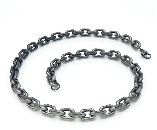 ANAZOZ Herren Kette Edelstahl 80 cm, Halskette Herren Ohne Anhänger 8mm Breit Gliederkette Schwarz
