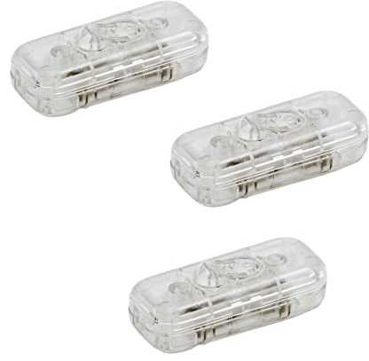 HALOTEC. Pack de 3 Interruptor de paso unipolar para lámpara de sobremesa color transparente diseño elegante | Fácil de montar | 2A | 250 V | Basculante encendido y apagado