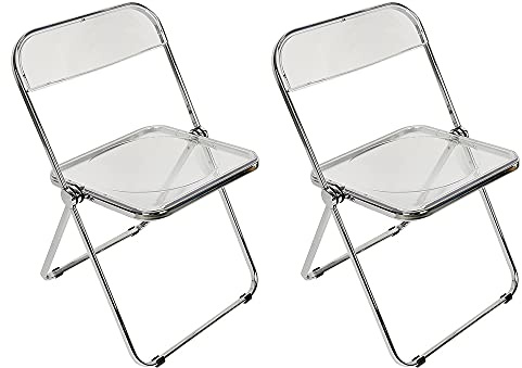 Juego de 2 sillas plegables interiores plegables con marco de metal resistente - sillas de comedor plegables - sillas de oficina montadas de acero con silla de triple refuerzo, 46 x 46 x 75 cm