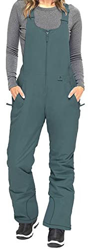 Nokiwiqis Damen Schnee Ski Latzhose mit verstellbaren Trägern Wasserdichter Winddichter Snowboardhose Sportlicher Overall Essentielle Isolierte Schneehose (Grau, XXXL)