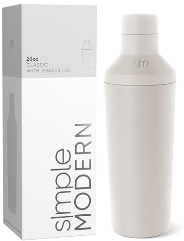 Simple Modern Cocktail Shaker Set with Jigger Lid | Stainless Steel Boston Shaker Insulated Martini Mixer for Mocktails | Gifts for Men Women Him Her | Classic Collection | 20oz | Almond Birch