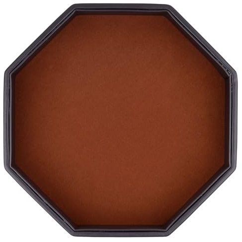 TOPTAN Dice RollingTray, Felt Lined PU Leather Octagon Dice Tray for Dungeon Crawler Games, Coffee