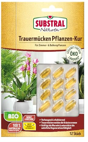 Substral Naturen Trauermückenfreie Pflanzen-Kur, 12 Stk, Mit Ätherischen Ölen & Bioaktiven Stoffen, Für Starke Pflanzen & Erde