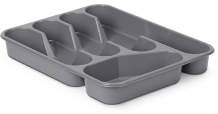 Pro Home Portaposate per cassetti, portaposate compatto (33,5 x 26 x 4,5 cm), colore grigio, organizer per posate per cucina, cassetto