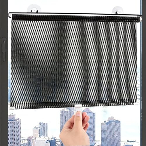ZGLCQSGY Cortinas enrollables Persiana Enrollable de Ventana con ventosas, Persianas enrollables Resorte Opaco PVC, Balcón retráctil Sombrilla Protector Solar Persianas temporales Baño (27 x 49 in)