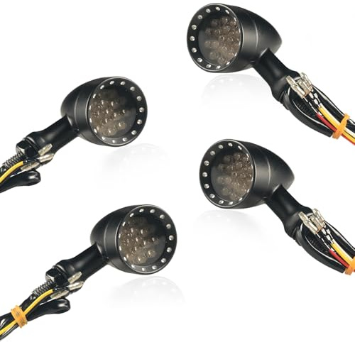 LIUJJYH Motorcycle Universal Bullet Front Rear LED Turn Signals,Amber Blinker Indicator Red Brake Taillights Motorbike Running Light Compatible with Harley Kawasaki Honda Suzuki Yamaha Triumph Scooter