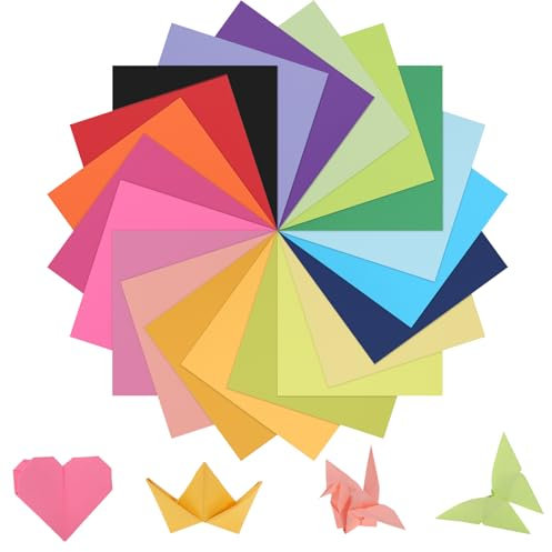 300 Blatt Origami Papier, 20 x 20cm Faltpapier Buntes Papier Bastelkarton Doppelseitig Tonpapier für Kinder Studenten DIY Basteln（20 Farben）