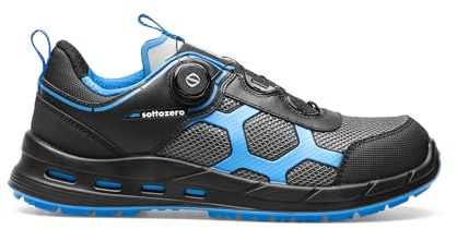 Sottozero Work SOCIM UFO Plus S3S ESD Scarpe Lavoro Antinfortunistiche Basse Antiperforazione Senza Lacci Puntale in Fibra di Vetro (Blu, Sistema Taglie Calzature EU, Adulto, Uomo, Numero, Media, 39)