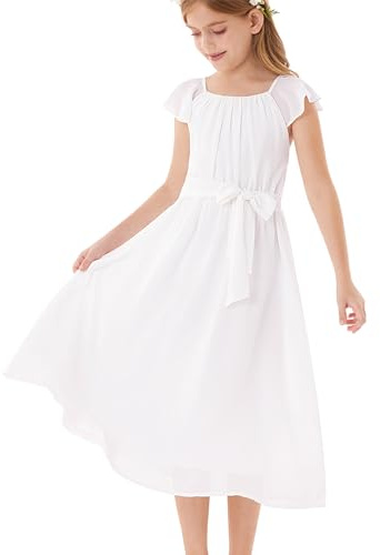 GRACE KARIN Girls Summer Dress Elegant Chiffon Princess Long Dress Wedding Guest Evening Party Gown for Teen Girls 5-14 Y