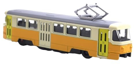 Colcolo Miniature Tram Model Vehicles Toy 1:90 Scale Collectible Realistic Decorative Collectors Gift with 2 Openable Doors Ornament, Yellow