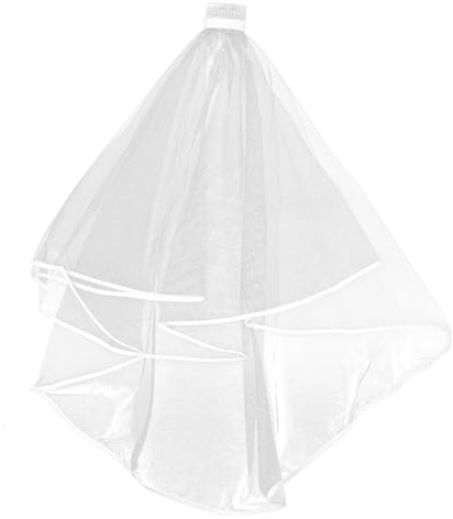 Brautschleier Kurzer Hochzeits Brautschleier mit Kamm Schleier kurz Bridal Tüll Softtüll Schleier Ribbon Edge Brautschleiers für JGA Halloween Bräute Dusche Junggesellinnenabschied Hochzeit Hen Party