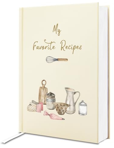 Libro di ricette con copertina rigida per scrivere le tue ricette, impermeabile, bianco con elegante copertina in verde salvia, rosa cipria e beige, organizer per ricette estetiche, regalo per chef