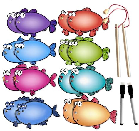 Letter Tracing Cards Set Erasable Writing Practice Toy Hands On Educational Fishing Game For Children Dry Erases Fish For Kids Language Learning Fishing Game Toy