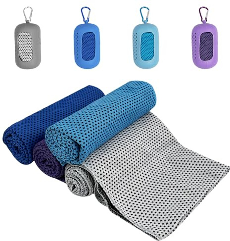 Dorglix 4 Serviette Rafraichissante, Serviette Sport Musculation, Serviettes Glacées, Serviettes de Sport Rafraîchissantes pour Randonnée, Marche, Tennis, Voyages(86cm × 28cm)