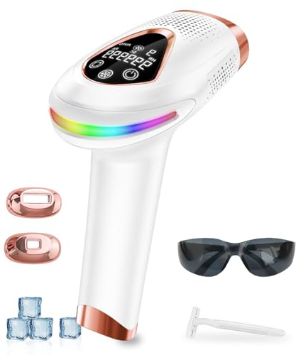 IPL Hair Removal Device with Ice Cooling - 3-in-1 Functions (HR/SC/RA), 999,999 Flashes, 9 Energy Levels, Auto & Manual Modes, Painless Permanent Hair Remover for Women and Men, Full Body Use