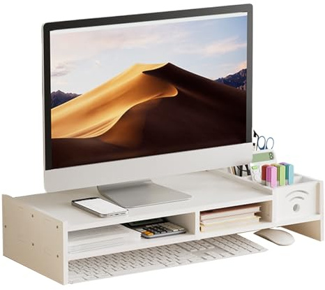 Generico Supporto Rialzato per Monitor - Ripiano A 2 Livelli,Supporto Alzamonitor per Computer con Altezza 10.9 cm e Organizzatore - Per Casa PC TV Tavolo Di Lavoro Dormitorio Studio