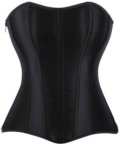 Generico Corsetto Donna - Bustino Corsetto Steampunk Corpetto Waist Trainer Corset Nero Corpetti Gotico Feste Pizzo Carnevale Fascia Addominale Dimagrante Shapewear Nero L