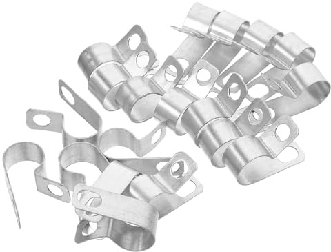 BESPORTBLE Lot de 120 Colliers de Serrage Modèle R en Aluminium 05 MM D’Épaisseur pour Câble Métallique 12 MM Clips Isolants Résistants aux Intempéries Support Fiable pour Gestion Câbles