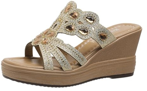Nuoke sandales compensées femme,chaussures compensées fermées,Pantoufles à bout rond et semelle épaisse ajourée, style pantacourt, à talon compensé et semelle épaisse. Chaussures Taille 8
