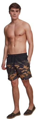 Urban Classics Short De Bain Block Homme Short de Bain Camouflage forêt/Noir L 100% Nylon