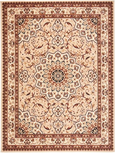 Carpeto Orientteppich Teppich Beige 300 x 400 cm Medaillon Muster Kurzflor Verona Kollektion
