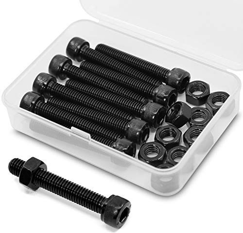 M8 x 40 mm 10 st cylindriska skruvar sexkantsbult helt gängade bultar och muttrar i kolstål 12,9 (svart)