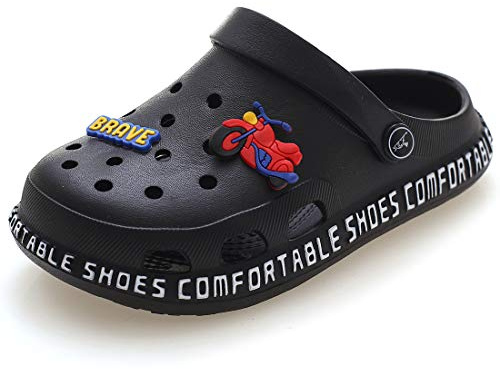 Enfants Sabots et Mules Pantoufles Chaussures Mixte Bébé Fille Garçon Antidérapant Eté Piscine de Jardin Clogs Sandales de Plage à Enfiler,Noir,EU26