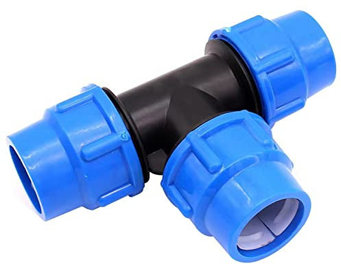 SZXMDKH 20mm Diameter T-Shaped Female MDPE PP tee Water Adaptor, Plastic Pipe Connector for PE/MDPE Pipes, 1 Pack, Black