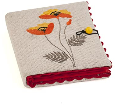 Hobby Gift Nadeletui aus Baumwollfilz, mit Nadeln, Stecknadeln, Schere, Sicherheitsnadeln 2,5 x 9,5 x 11 cm, bestickte Wildblumen