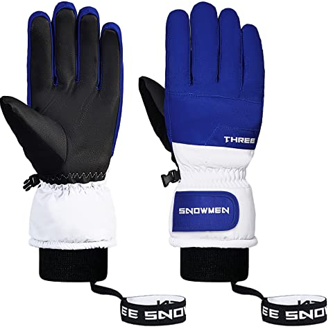 Durio wasserdichte Handschuhe Herren Damen Touchscreen Skihandschuhe Winterhandschuhe Fahrradhandschuhe Blau-Weiß M