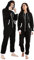 Dodheah Unisex Onesie Schwarz Pyjama Einteiler Overall Jumpsuits Nachtwäsche Familie Loungewear mit Kapuze Reißverschluss Schwarzer Weißer-XL