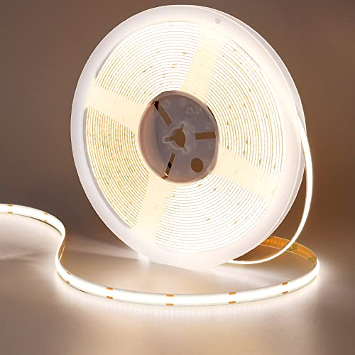 GOMING 24V 10M COB Striscia LED Bianco Naturale 4000K CRI 93+ Alta Densità 312LED/M 6300lm Non Impermeabile IP20 Flessibile Luci LED per Soggiorno Bar(Senza Alimentazione)