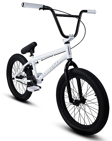 Elite BMX Freestyle Bike, Durable Steel Frame, Available in 16, 18, and 20 Sizes. New Sizes 26 and 29 BMX Bicycles. (White, 20)