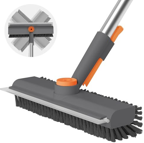AIR U+ Brosse à récurer 3 en 1 avec Manche Long et tête rotative à 360 °, Brosse de Nettoyage Multi-Usage, avec Brosse à Poils Plats, Brosse à Poils inclinés et grattoir