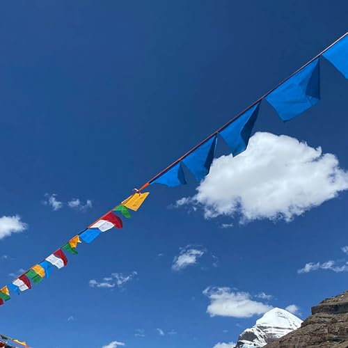Bandiere esterne, bandiere di preghiera, bandiera del Tibet, preghiera buddista, bandiere di preghiera tibetane su corda lunga (un totale di 200 bandiere, 25 metri di lunghezza) (Colore: Banderas De O